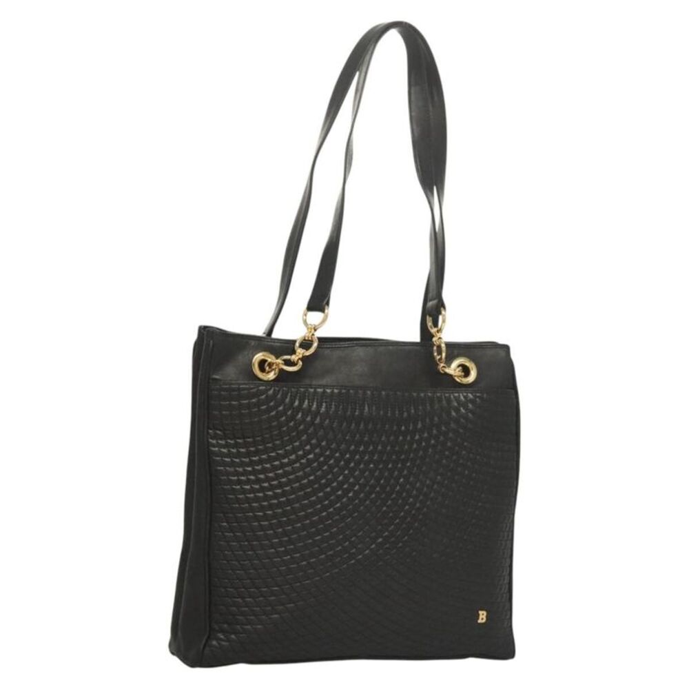 Bally Vintage Quilted Leather Black Leather Tote Bag Bag